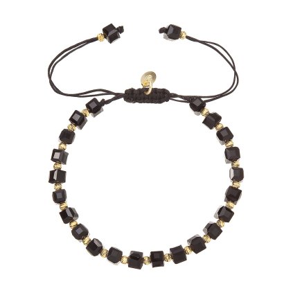 33451 stribrny pozlaceny naramek s cernymi sklenenymi koralky 13075 3 au