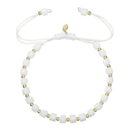 33460 stribrny pozlaceny naramek s bilymi sklenenymi koralky 13075 3 au