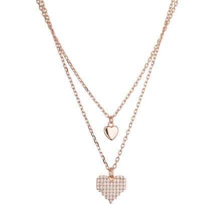 35161 pozlaceny dvourady nahrdelnik srdicka 12153 1 rose gold