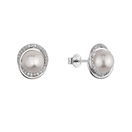 35608 stribrne nausnice pecky s bilou ricni perlou a zirkony kulate 21113 1