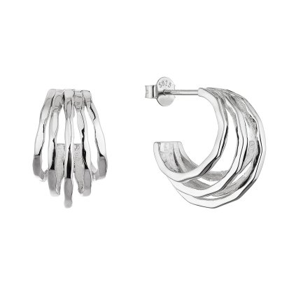 34963 stribrne nausnice pet vlnitych kruhu 61081