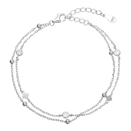 34006 1 stribrny naramek dvojity retizek kulicky a ctyrlistky 13081 1