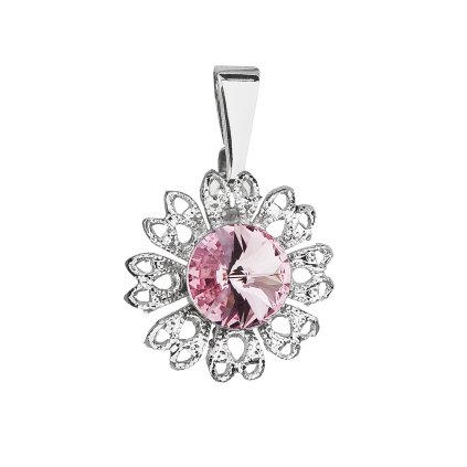 18191 prívesok bizutéria so swarovski kryštálmi ružová kyticka 54032 3 light rose