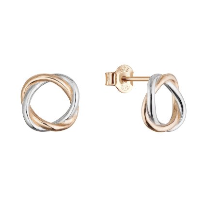 36576 stribrne dvoubarevne nausnice krouzky 61146