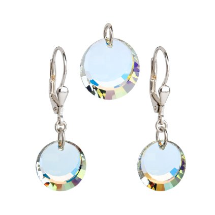 16448 sada šperku s kryštálmi swarovski nausnice a prívesok ab efekt bile kulate 39017 2