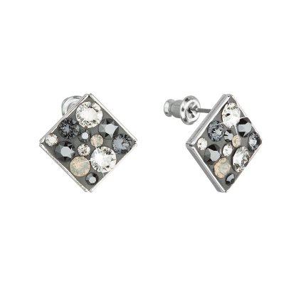 18485 nausnice bizutéria so swarovski kryštálmi sede kosoštvorec 51032 5 silver night