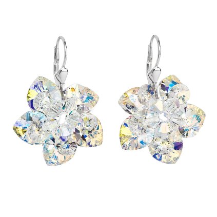 16502 stribrne nausnice visiace s kryštálmi swarovski ab efekt kyticka 31130 2