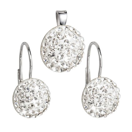 16514 sada šperku s kryštálmi swarovski nausnice a prívesok bile kulate 39086 1