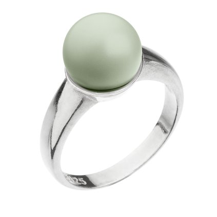 Strieborný prsteň so Swarovski perlou pastelovo zelený 35022.3 pastel green (Veľkosť 52 (ø16,6 mm))