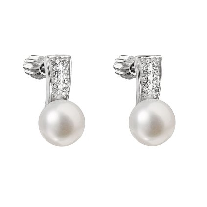 19472 stribrne nausnice visiace s bielou ricnou perlou 21001 1