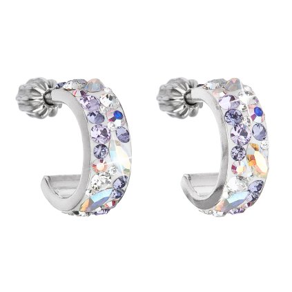 19862 stribrne nausnice kruhy s kryštálmi swarovski fialový pulkruh 31118 3 violet