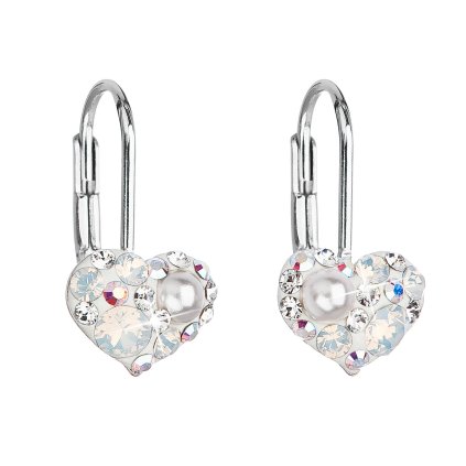 20186 stribrne nausnice visiace s kryštálmi swarovski biele srdce 31125 9