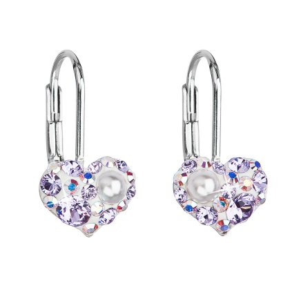 20195 stribrne nausnice visiace s kryštálmi swarovski fialovo srdce 31125 9