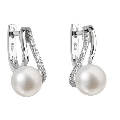 20300 stribrne nausnice visiace s bielou ricnou perlou 21024 1