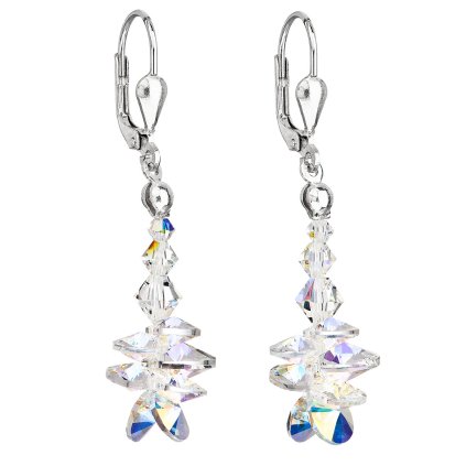 20498 stribrne nausnice visiaci s kryštálmi swarovski ab efekt strapec 31245 2