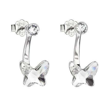 20504 stribrne nausnice dvojité s kryštálmi swarovski biely motyl 31247 1