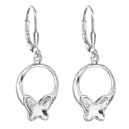 20507 stribrne nausnice visiace s kryštálmi swarovski biely motyl 31248 1