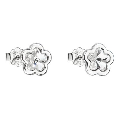 20528 stribrne nausnice pecka s kryštálmi swarovski biela kyticka 31255 1