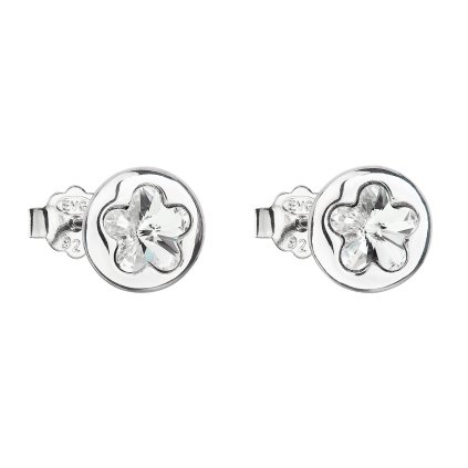 20531 stribrne nausnice pecka s kryštálmi swarovski biela kyticka 31257 1