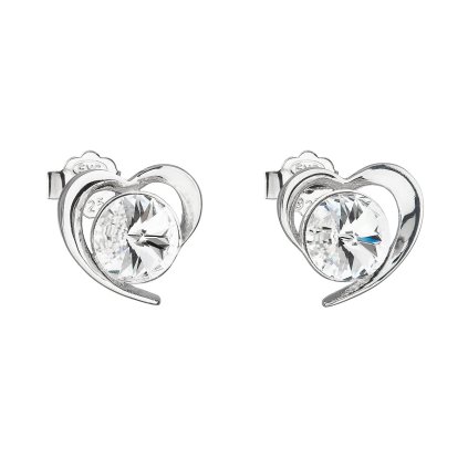 20537 stribrne nausnice pecka s kryštálmi swarovski biele srdce 31259 1