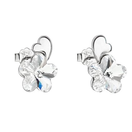 20549 stribrne nausnice pecka s kryštálmi swarovski biela kyticka 31263 1