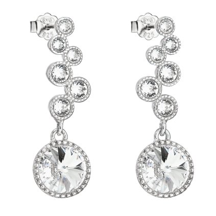 20555 stribrne nausnice visiace s kryštálmi swarovski biele kulate 31265 1