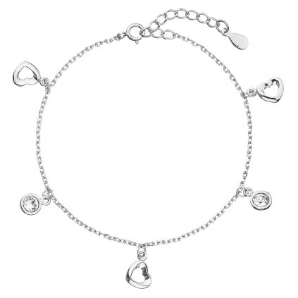 20615 stribrny náramok so swarovski kryštálmi biele srdce 33110 1
