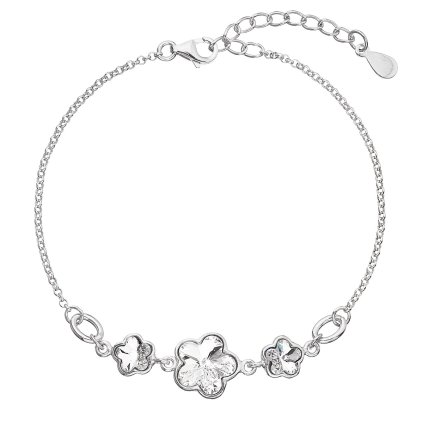 20621 stribrny naramok so swarovski kryštálmi biela kyticka 33112 1