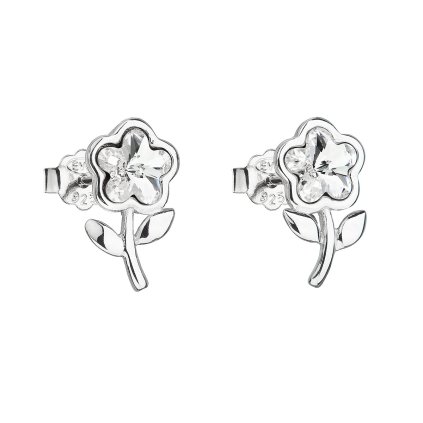 20684 stribrne nausnice pecka s kryštálmi swarovski biela kyticka 31256 1