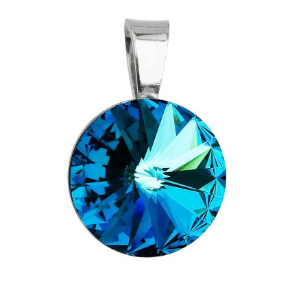 21068 stribrny prívesok s kryštálmi swarovski modry guľaty rivoli 34112 5 bermuda blue