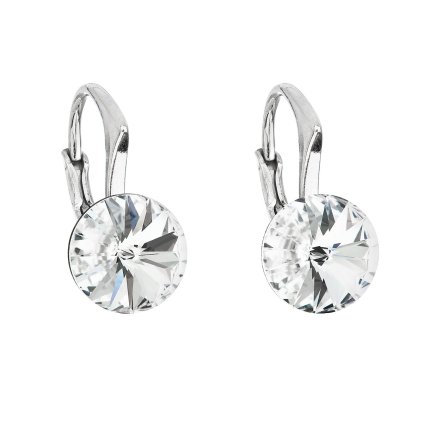 21143 stribrne nausnice visiace s kryštálmi swarovski biele kulate 31229 1