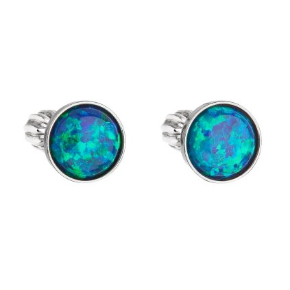 21308 stribrne nausnice kôstky so syntetickým opalom zelene kulate 11001 3