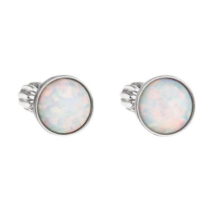 21314 stribrne náusnice kôstky so syntetickým opalom biele kulate 11001 3