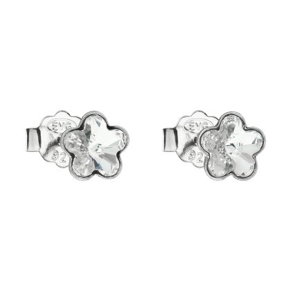 21485 stribrne nausnice pecka s kryštálmi swarovski biela kyticka 31080 1