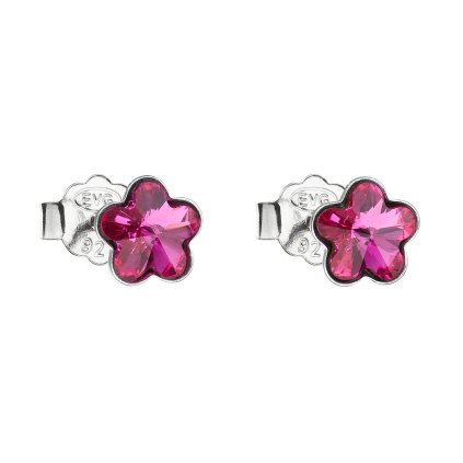 21488 stribrne nausnice pecka s kryštálmi swarovski ružova kyticka 31080 3 fuchsia