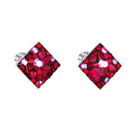 21641 stribrne nausnice pecka s krystalmi swarovski cerveny kosoštvorec 31169 3 cherry