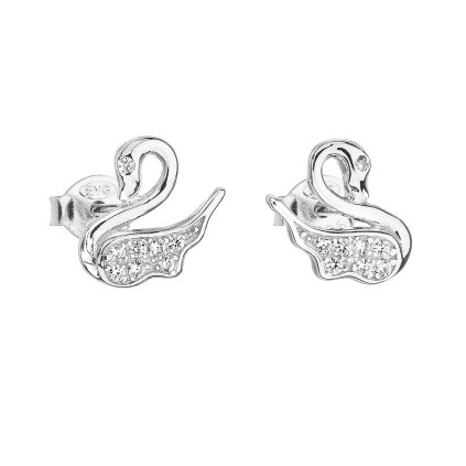21722 stribrne nausnice pecka so zirkónom biela labut 11013 1