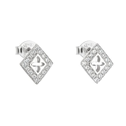 21734 stribrne nausnice pecka so zirkónom biely kosoštvorec 11041 1