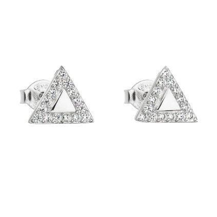 21743 stribrne nausnice pecka so zirkónom biely trojuholnik 11042 1