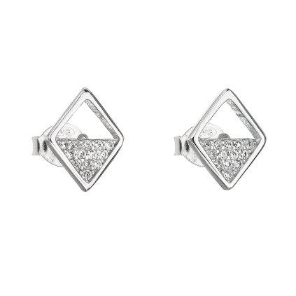 21755 stribrne nausnice pecka so zirkónom biely kosoštvorec 11040 1