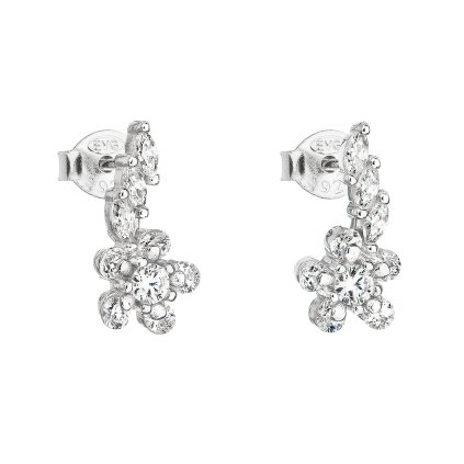 21761 stribrne nausnice pecka so zirkónom biela kyticka 11022 1