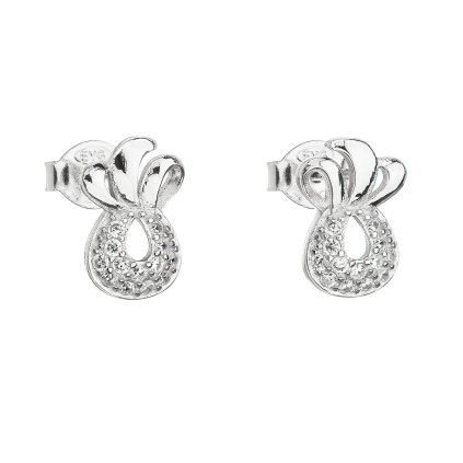 21764 stribrne nausnice pecka so zirkónom v bielej farbe 11056 1