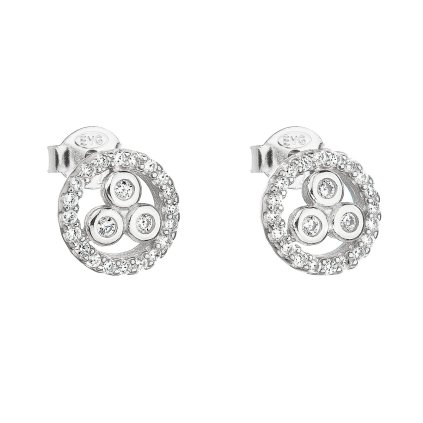 21803 stribrne nausnice pecka so zirkónom v bielej farbe 11039 1