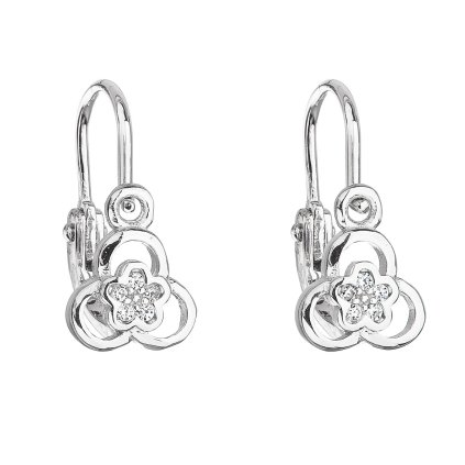 21809 stribrne detske nausnice visiace so zirkónom biela kyticka 11171 1