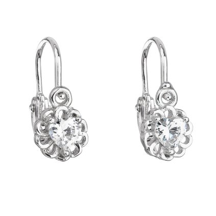21821 stribrne detske nausnice visiace so zirkónom biele srdce 11173 1