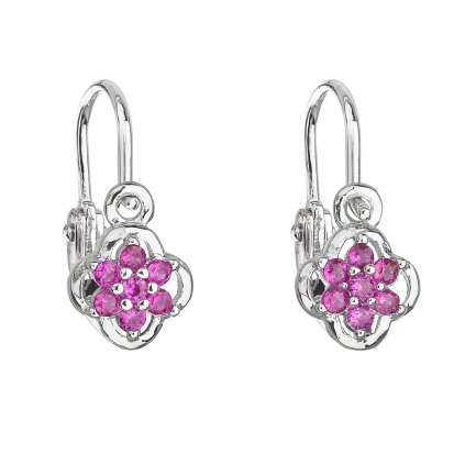 21854 stribrne detske nausnice visiace so zirkónom ružová kyticka 11177 3