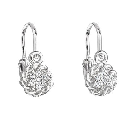 21857 stribrne detske nausnice visiace so zirkónom biela kyticka 11176 1