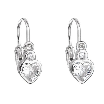 21881 stribrne detske nausnice visiace so zirkónom biele srdce 11178 1