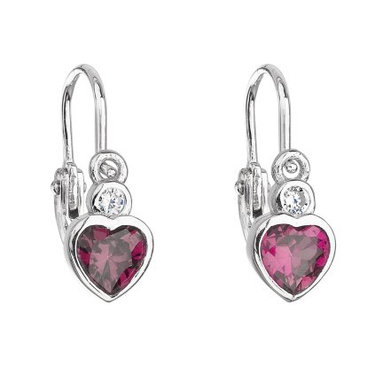 21890 stribrne detske nausnice visiace so zirkónom ružové srdce 11178 3