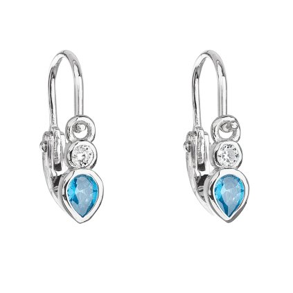 21896 stribrne detske nausnice visiace so zirkónom v modrej farbe 11197 3